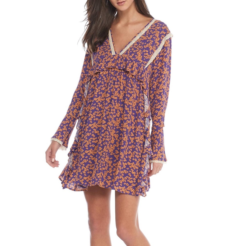 Free people Like You Best Mini Dress. Purple combo